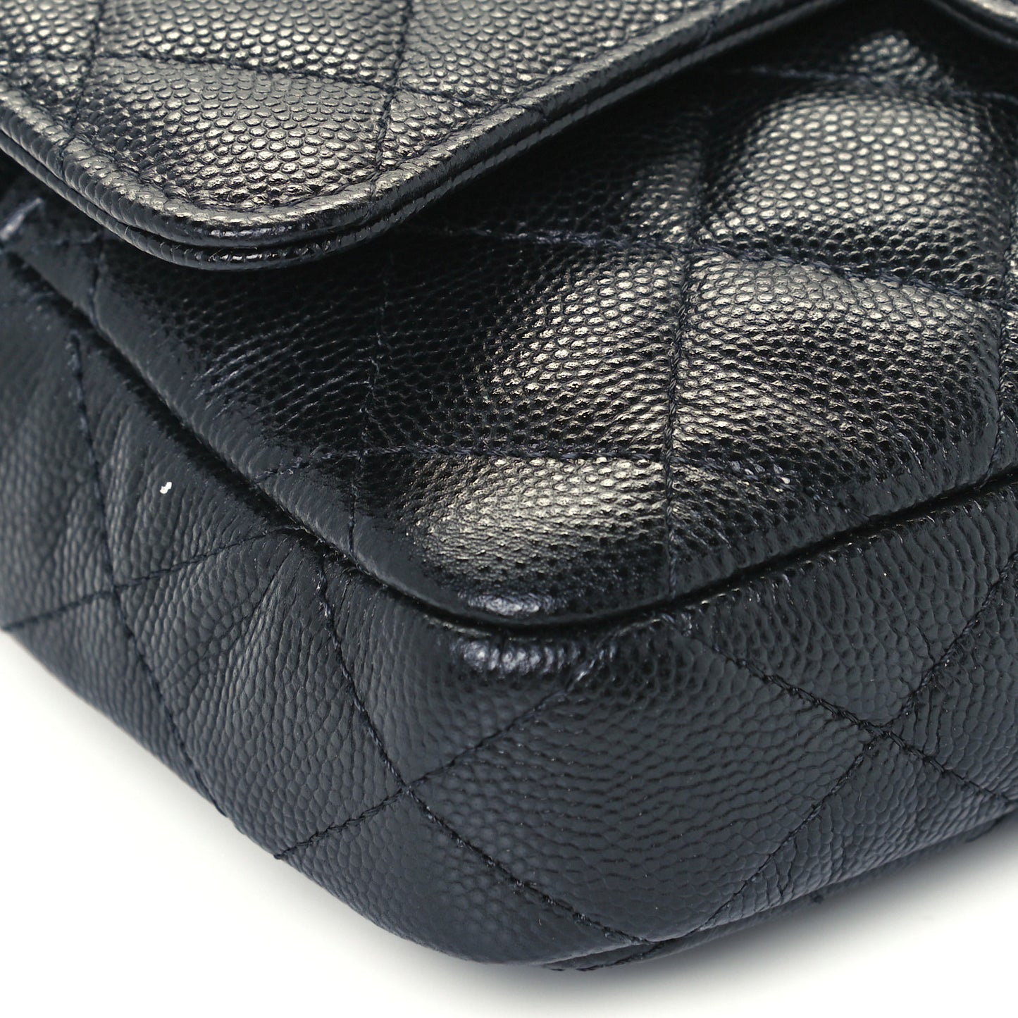 Caviar Quilted Flap Phone Holder With Chain Black