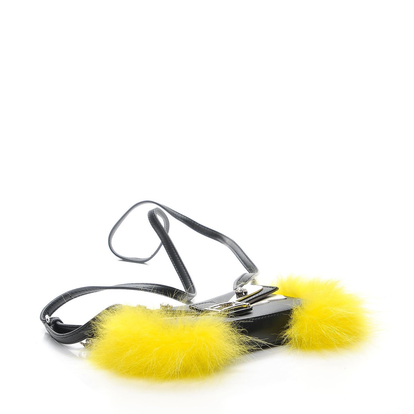 Nappa Fox Fur Monster Micro Baguette Black