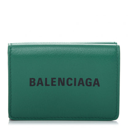 Balenciaga Smooth Calfskin Double Sided Logo Mini Everyday Wallet Green Black 1 of 10