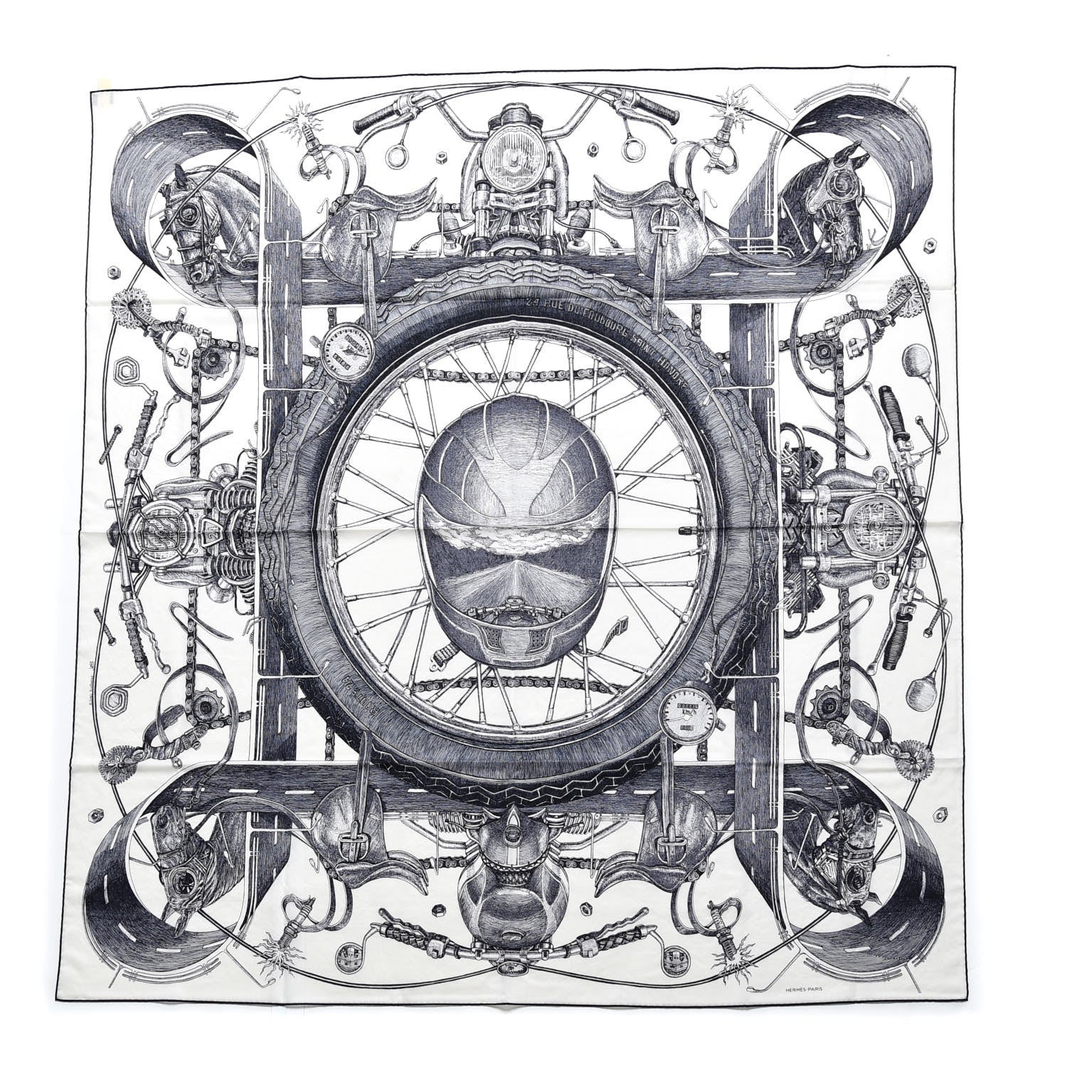 Hermes Wool Silk Route 24 Scarf 140 Anthracite Black 1 of 8