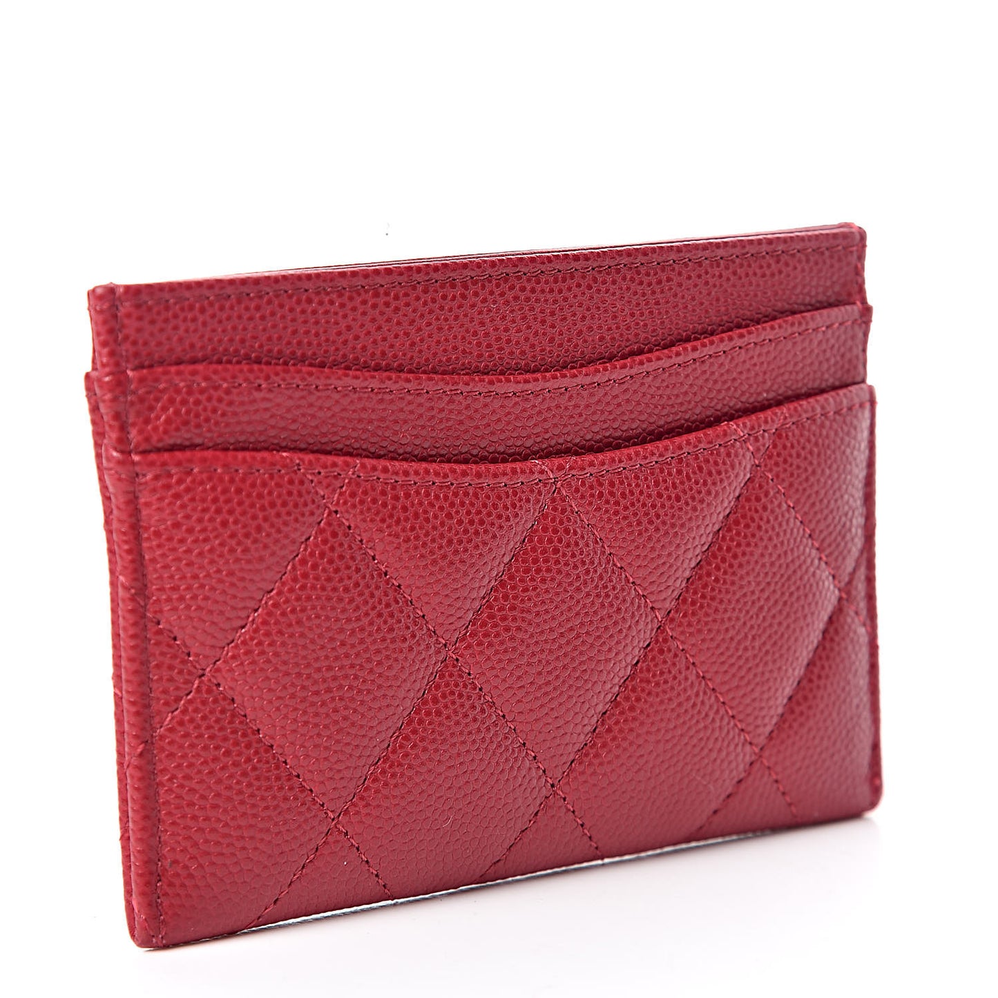Caviar Quilted Card Holder Dark Pink
