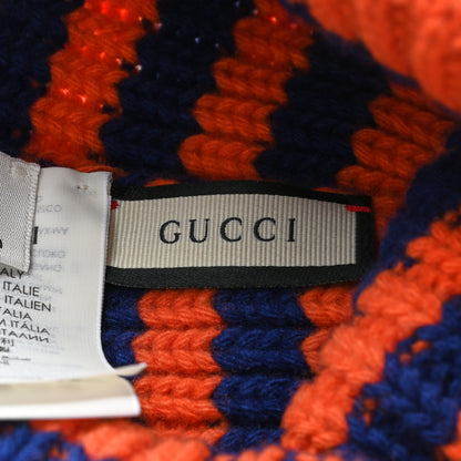 Gucci Wool Knit Bee Embroidered K2 Beanie Hat 58 Orange Blue 4 of 4