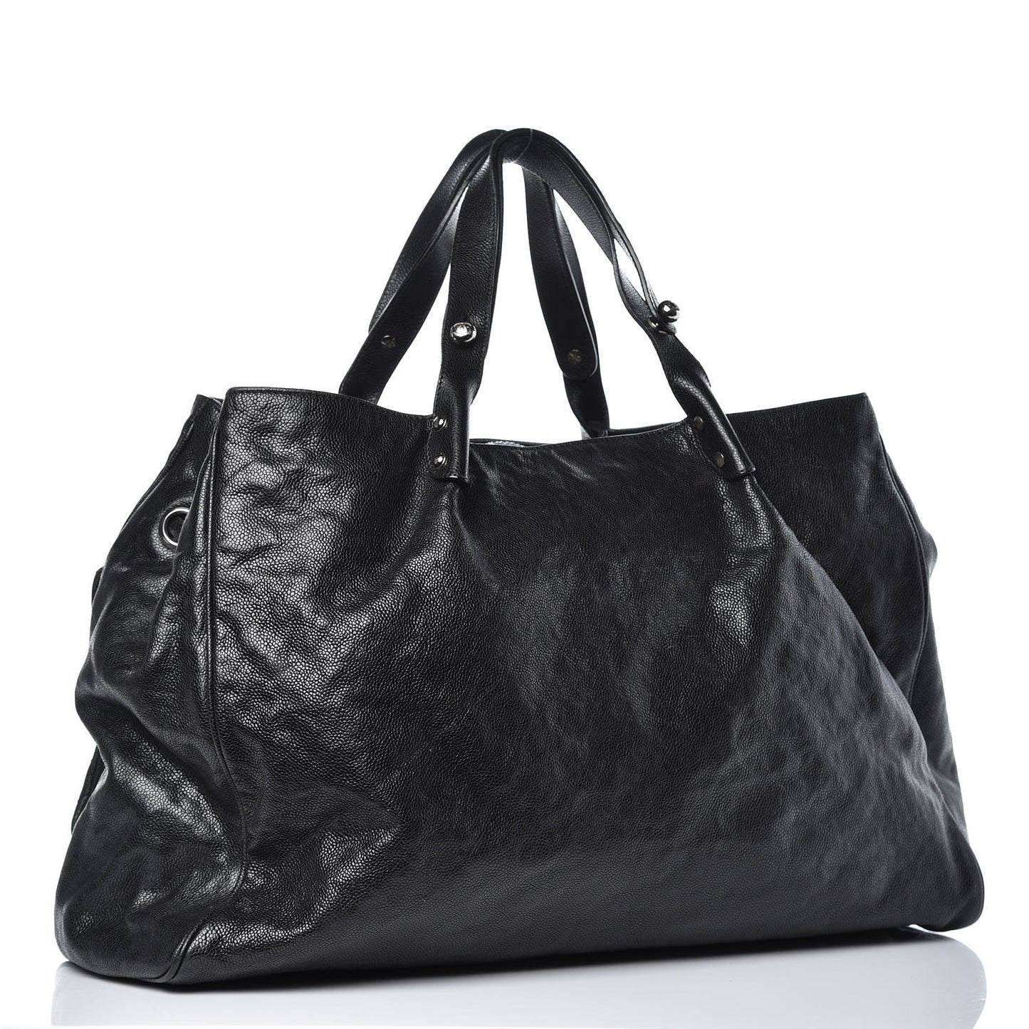 Glazed Caviar Large Pocket In The City Tote Black