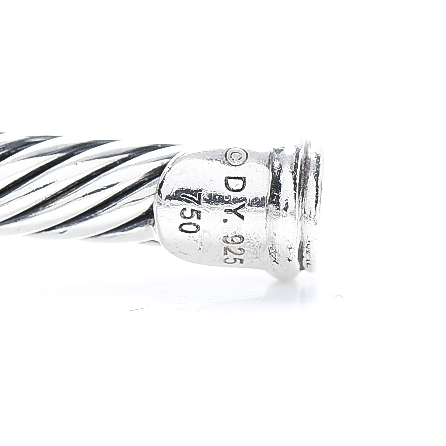 David Yurman Sterling Silver 18K Yellow Gold Diamond 4mm Noblesse Cable Bracelet 4 of 5