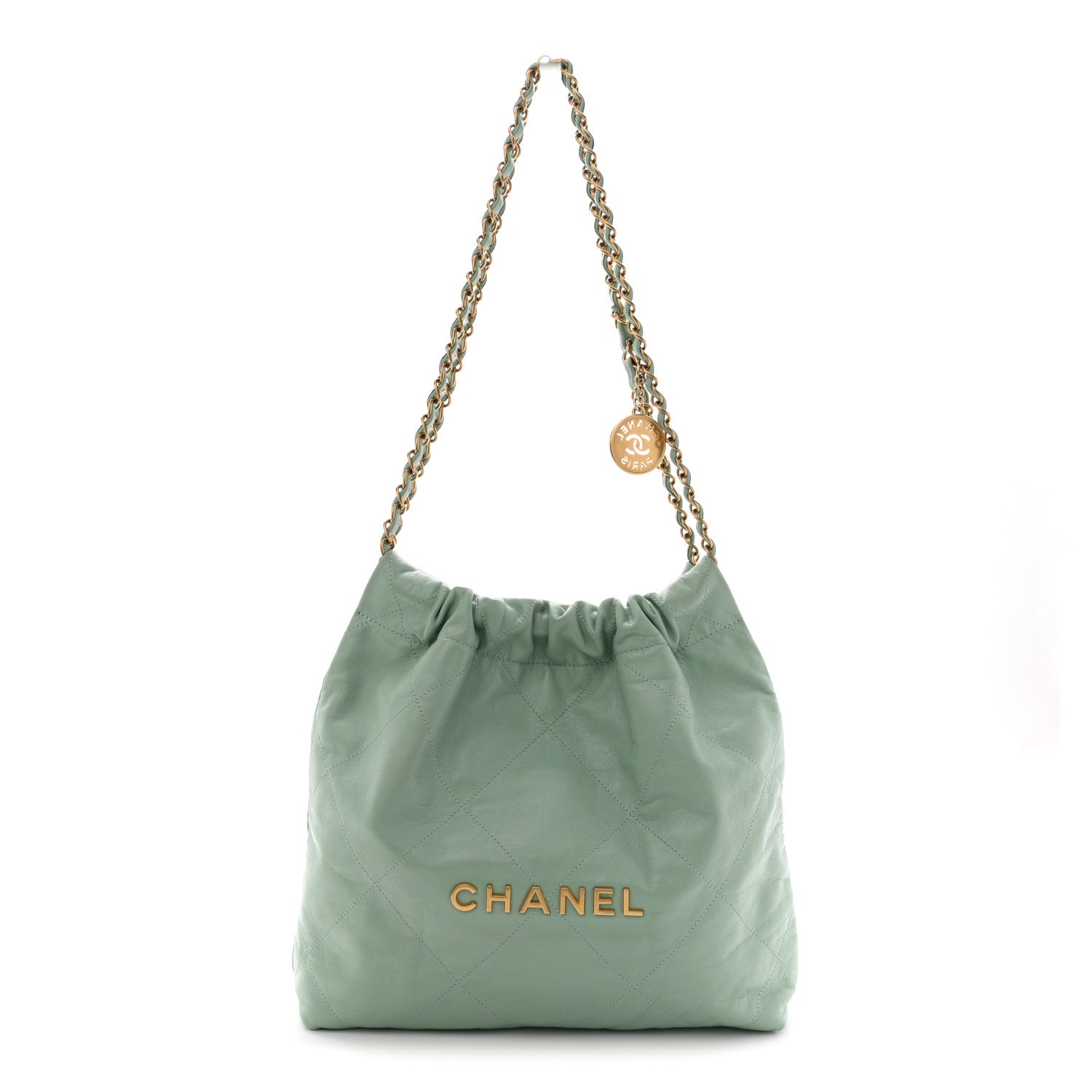 Chanel Shiny Calfskin Quilted Small Chanel 22 Light Green 1 of 11