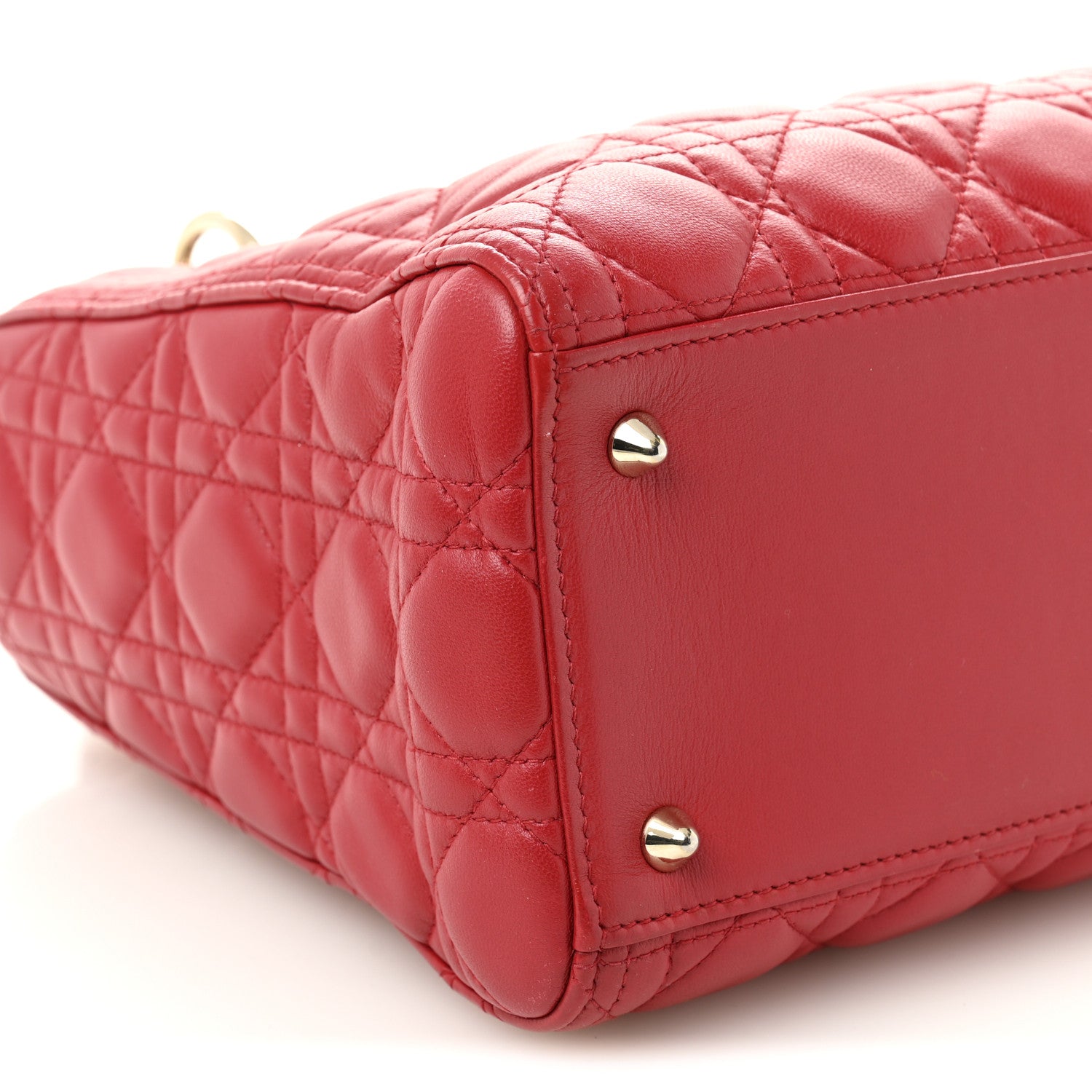 Christian Dior Lambskin Cannage Medium Lady Dior Red 9 of 10
