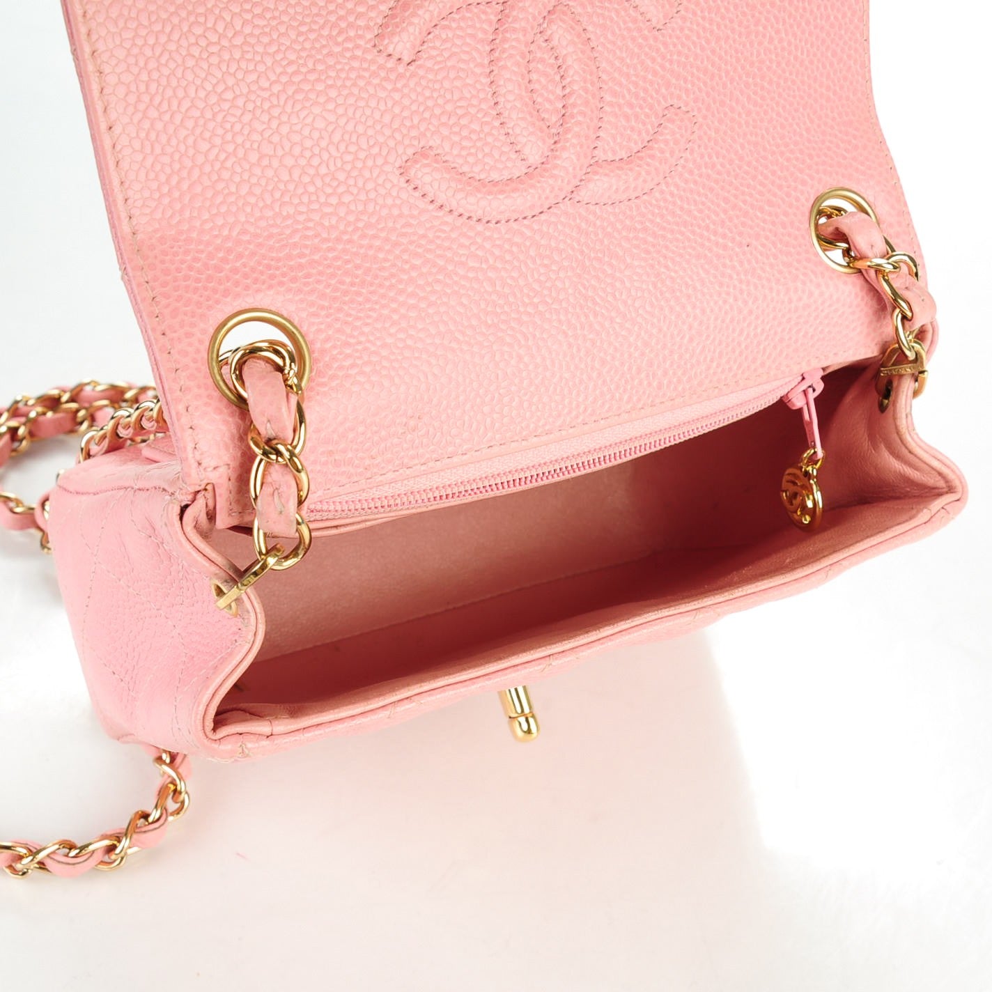 Caviar Quilted Mini Square Flap Pink