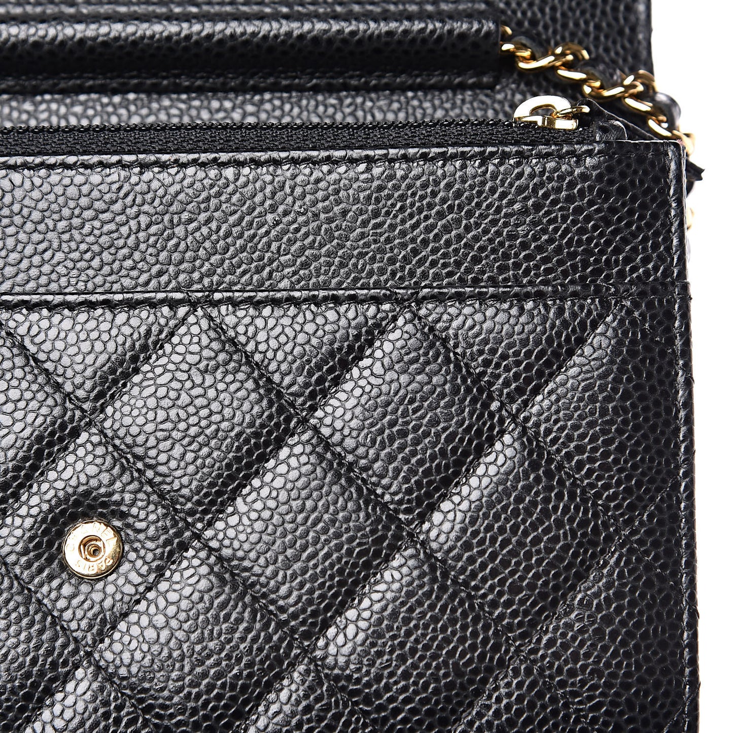 Caviar Quilted Wallet On Chain WOC Black