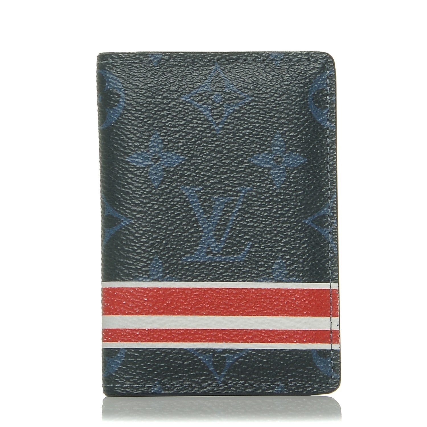 Louis Vuitton Monogram Cobalt Pocket Organizer NM Red Stripes 1 of 6