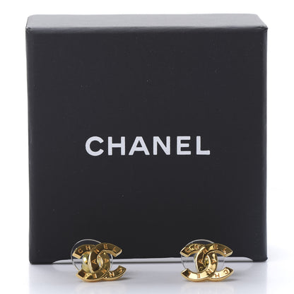 Chanel Metal CC Paris Button Stud Earrings Gold 5 of 5