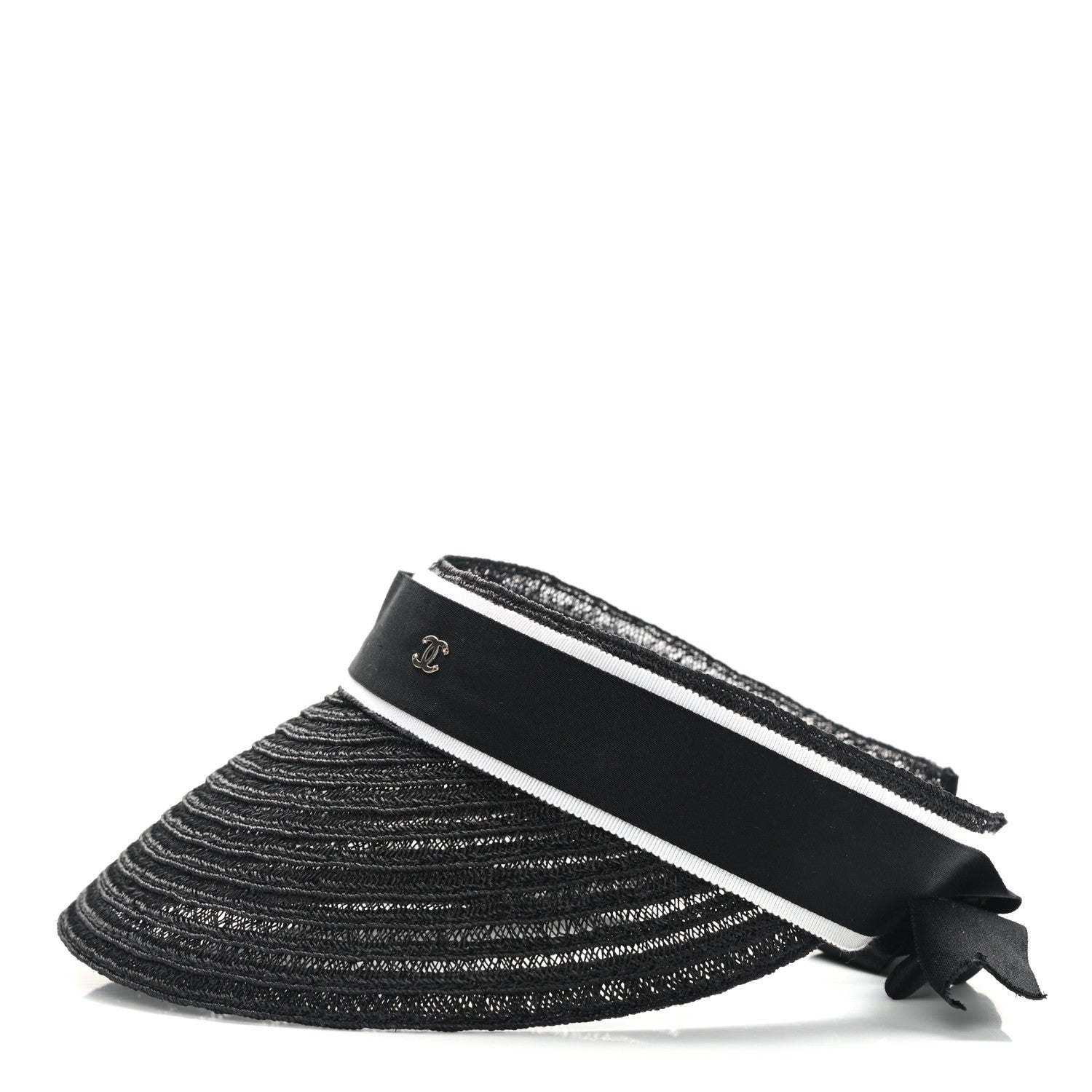 Chanel Abaca Cotton Ribbon Visor M Black 4 of 9