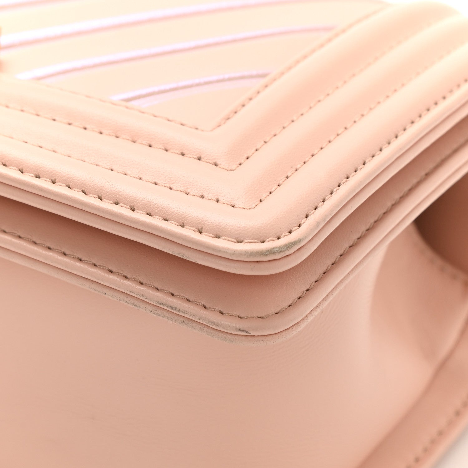 Chanel Calfskin Painted Chevron Embossed Medium Boy Flap Pink 11 of 12