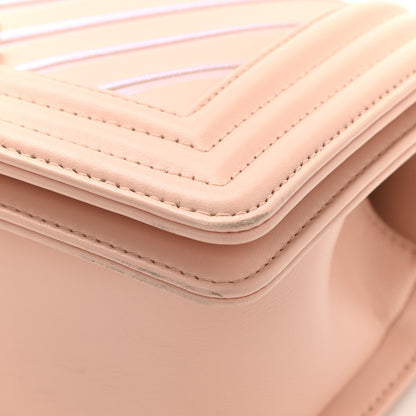 Chanel Calfskin Painted Chevron Embossed Medium Boy Flap Pink 11 of 12