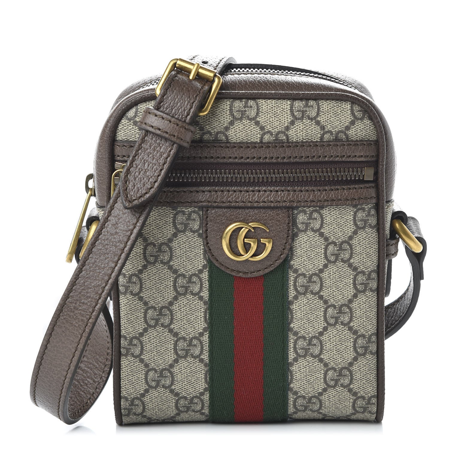 Gucci GG Supreme Monogram Web Mini Ophidia Messenger Brown 1 of 11