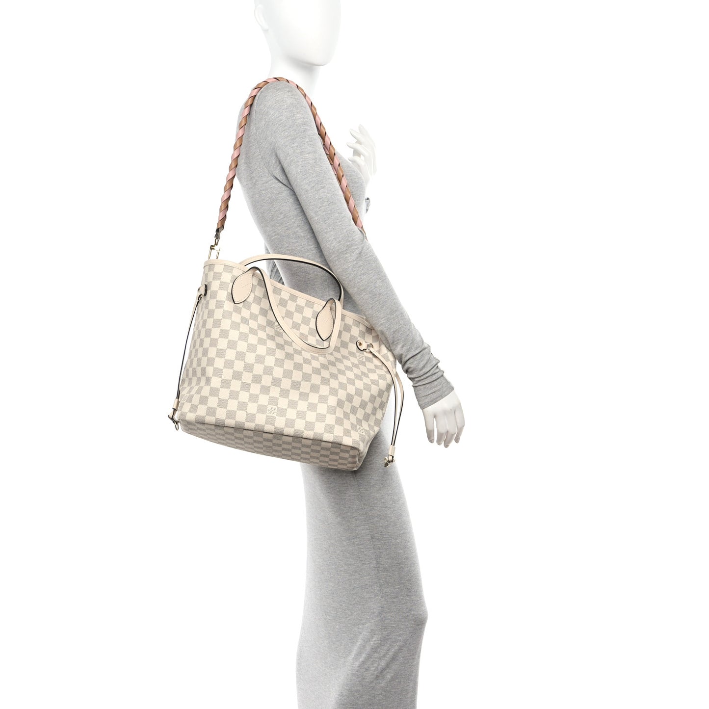 Damier Azur Braided Neverfull MM Pink