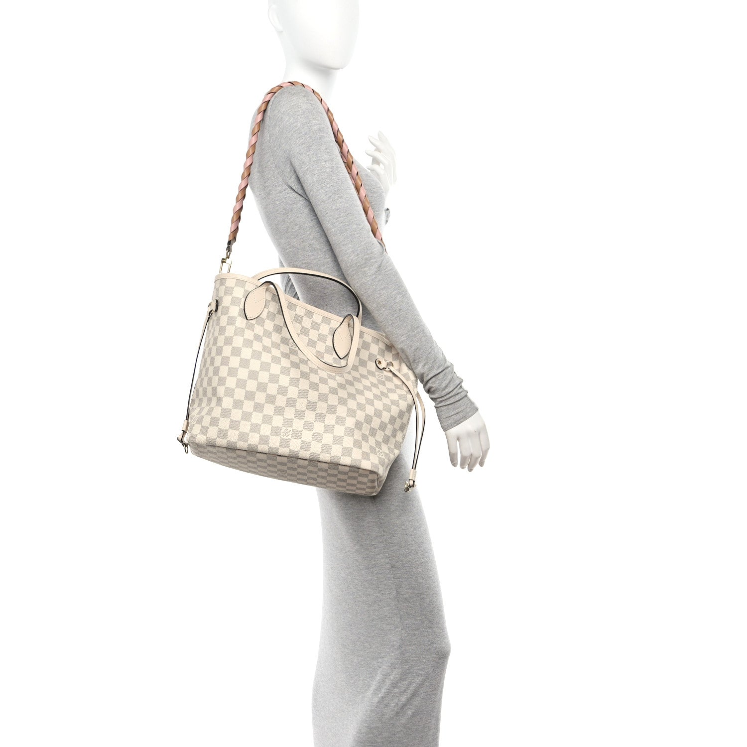 Louis Vuitton Damier Azur Braided Neverfull MM Pink 2 of 16