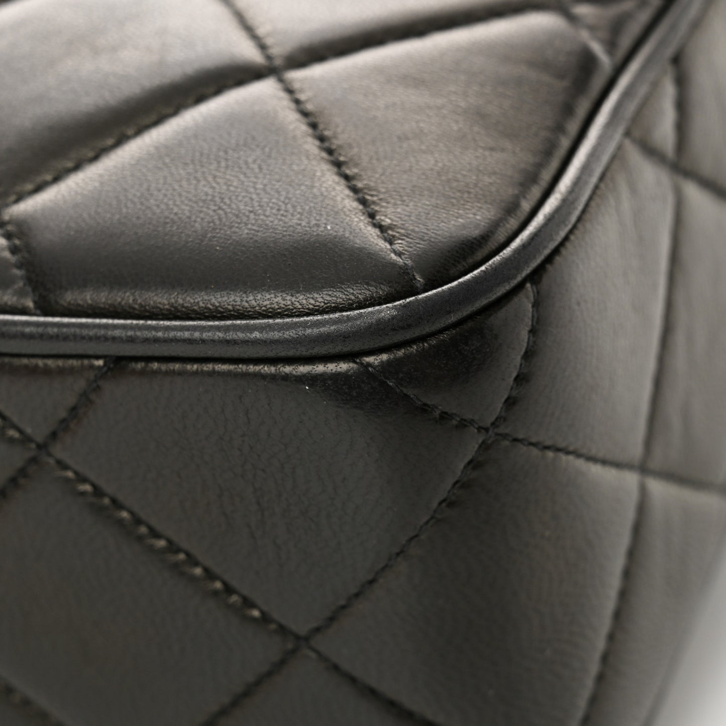 Lambskin Quilted Tassel Flap Camera Case Black