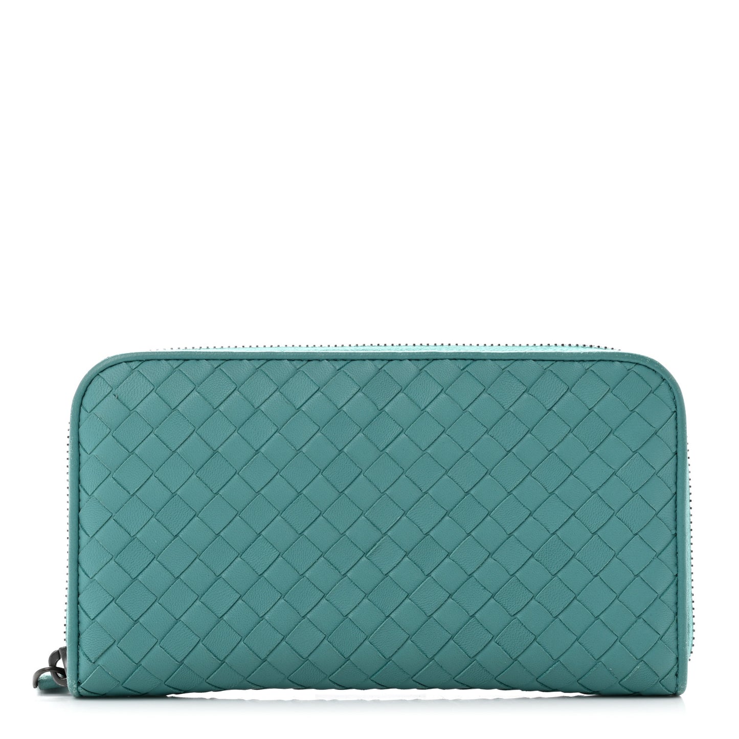Nappa Intrecciato Zip Around Wallet Aqua