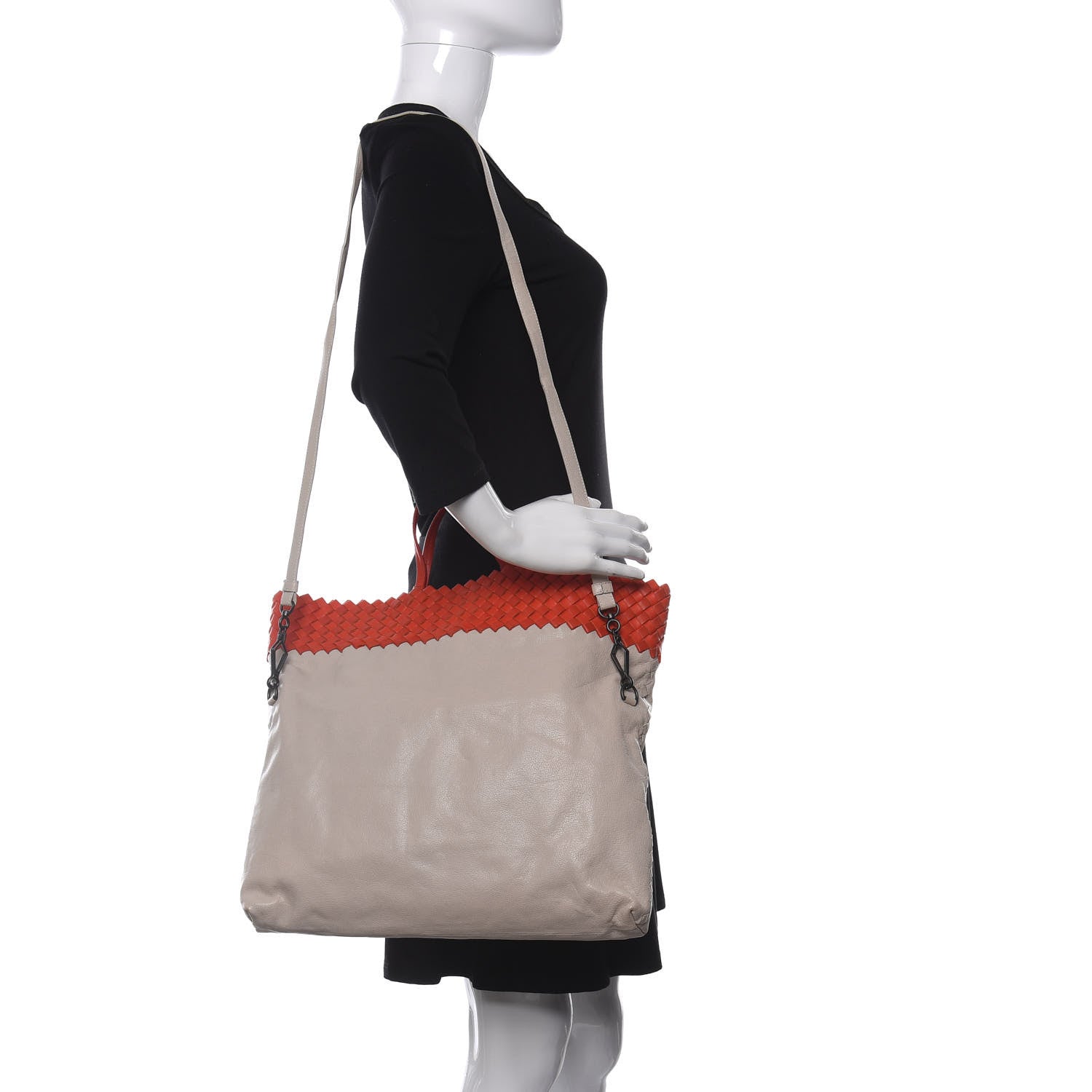 Bottega Veneta Nappa Calfskin Intrecciato Shopper Tote White Sand 2 of 9
