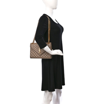 Saint Laurent Grain De Poudre Textured Mixed Matelasse Medium Triquilt Monogram Satchel Dark Latte 2 of 8