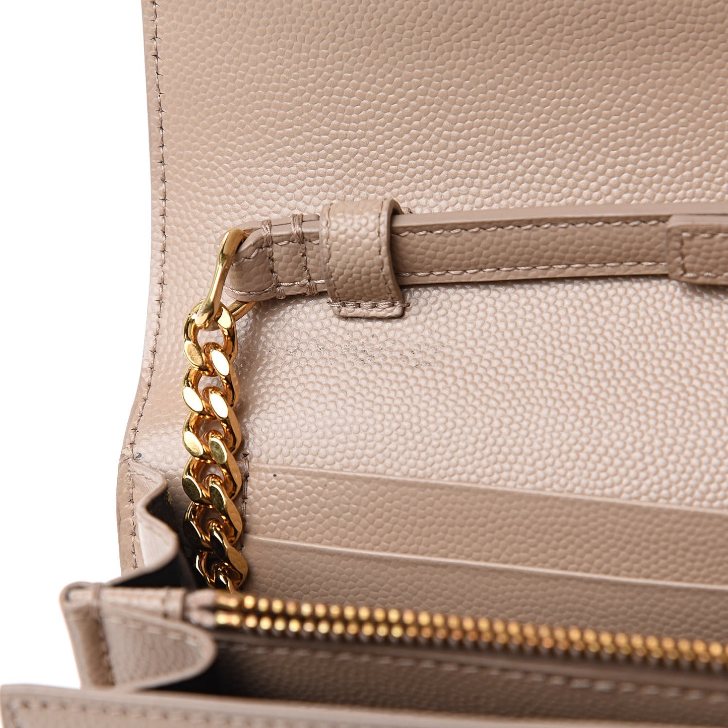 Grain De Poudre Monogram Chain Wallet Dark Beige