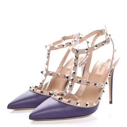 Valentino Garavani Nappa Rockstud Ankle Strap Pumps 40 Purple Poudre 3 of 7