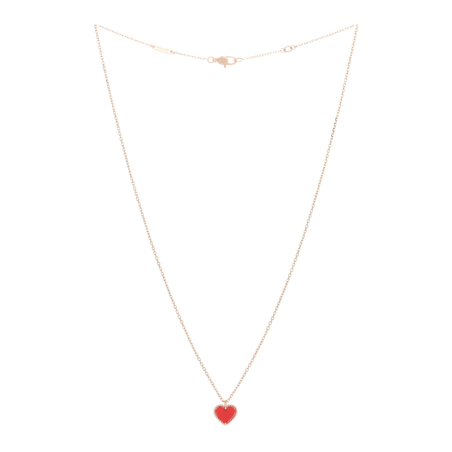 18K Rose Gold Carnelian Sweet Alhambra Heart Pendant Necklace