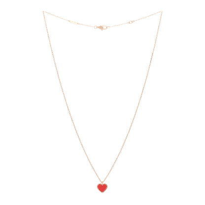 Van Cleef & Arpels 18K Rose Gold Carnelian Sweet Alhambra Heart Pendant Necklace 2 of 5