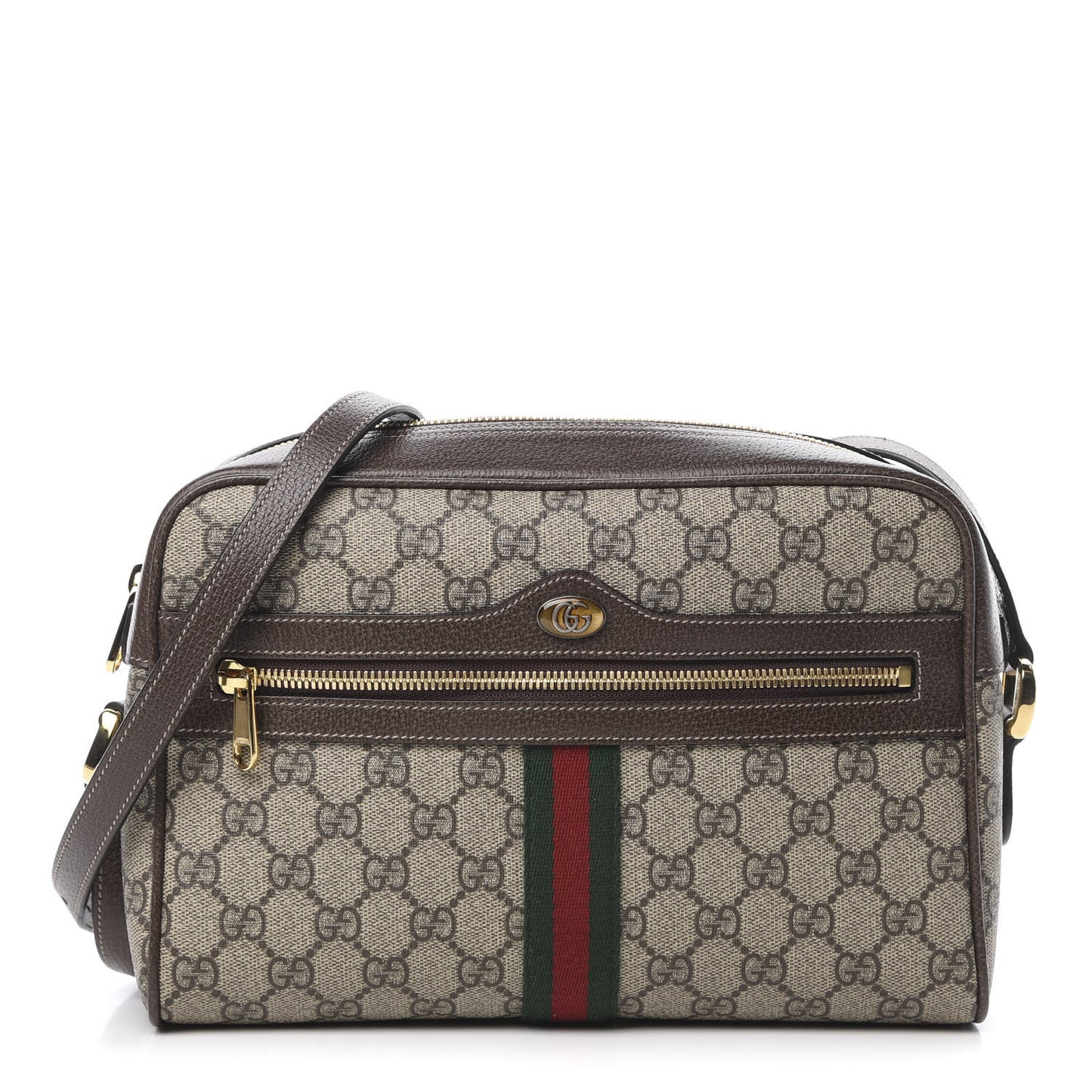 GG Supreme Monogram Web Small Ophidia Shoulder Bag Brown