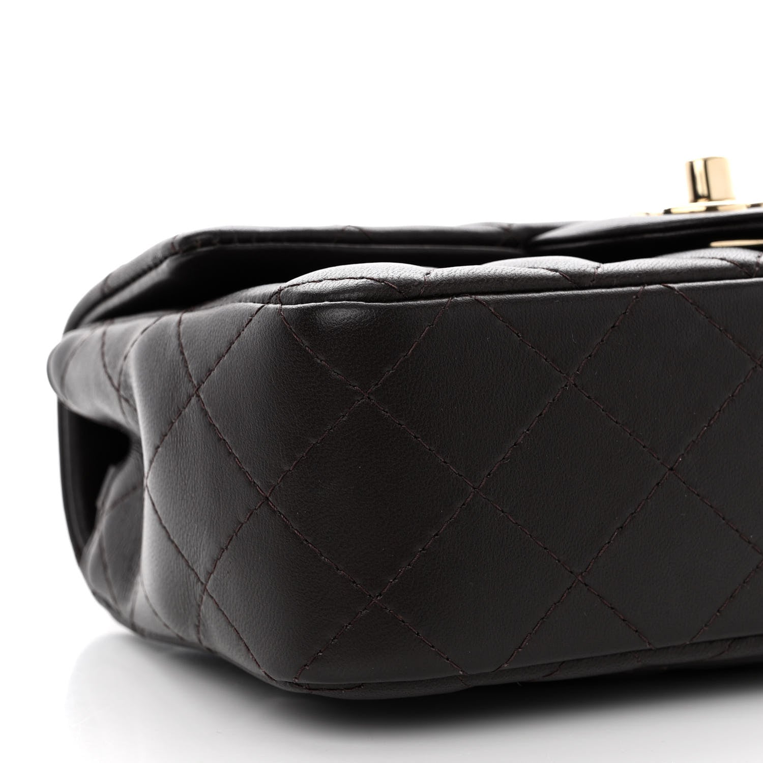 Chanel Lambskin Quilted Mini Rectangular Flap Dark Brown 10 of 11