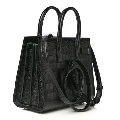 Saint Laurent Calfskin Crocodile Embossed Nano Sac De Jour Black 3 of 10