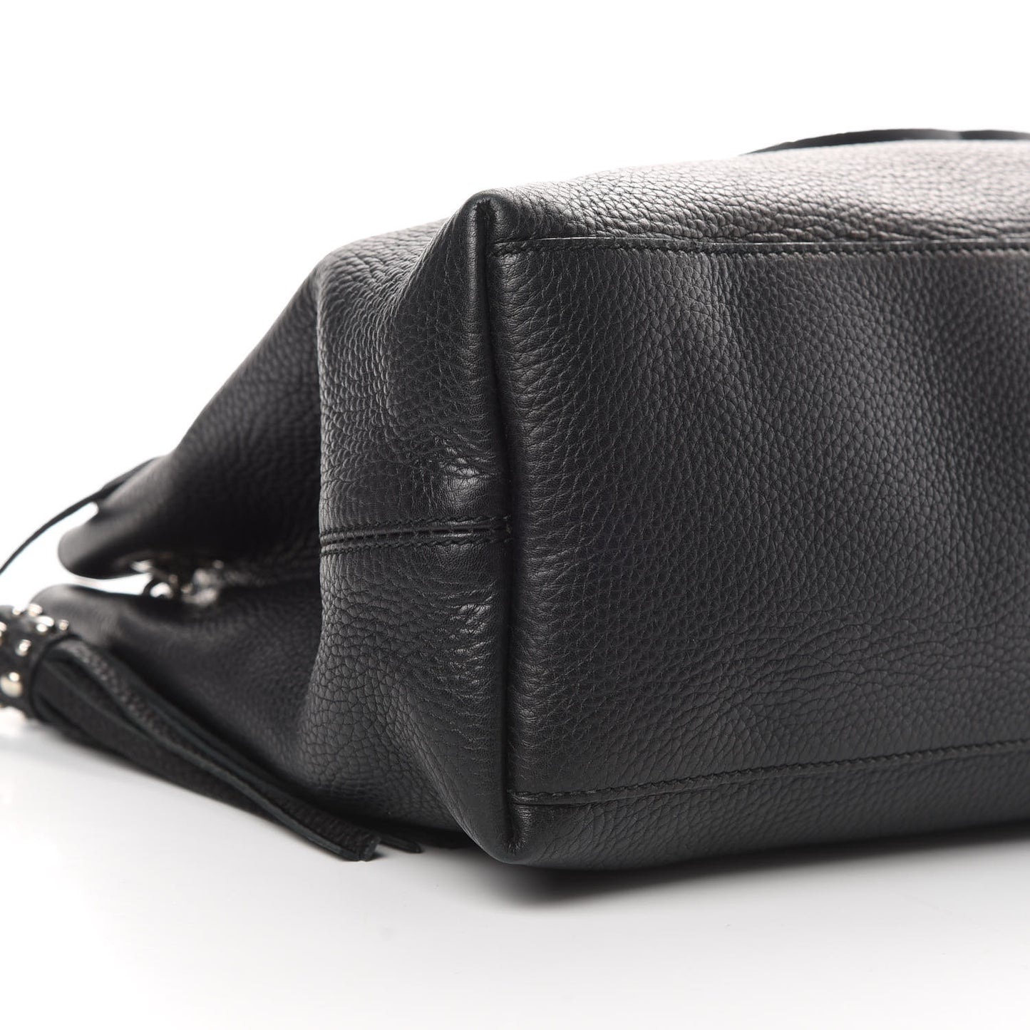 Pebbled Calfskin Studded Medium Soho Chain Shoulder Bag Black