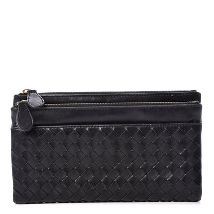 Bottega Veneta Nappa Intrecciato Double Zip Clutch Wallet Black 1 of 10