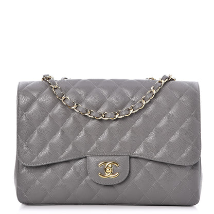 Chanel Caviar Quilted Jumbo Single Flap Grey 1 of 9