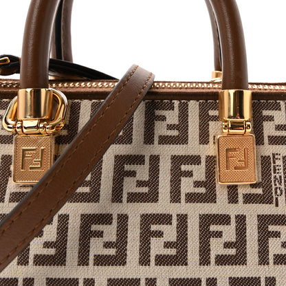 Fendi Vitello Grace Jacquard FF Mini By The Way Top Handle Boston Bag  Gianduia Panna 8 of 10