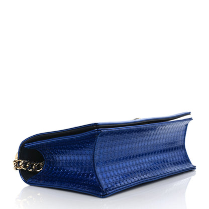 Christian Dior Metallic Patent Micro-Cannage Medium Diorama Flap Bag Blue 4 of 8