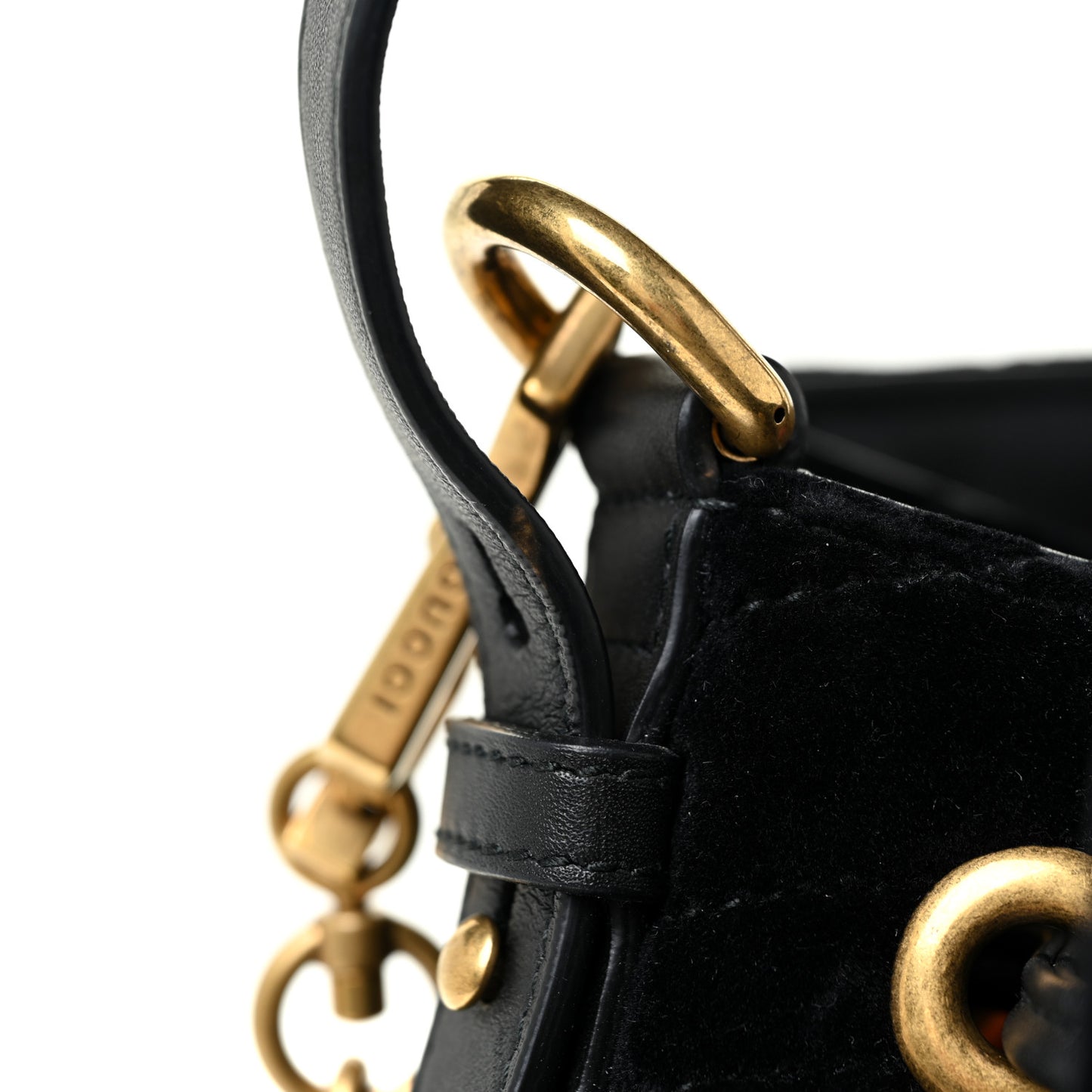 Velvet Matelasse GG Marmont Bucket Bag Black
