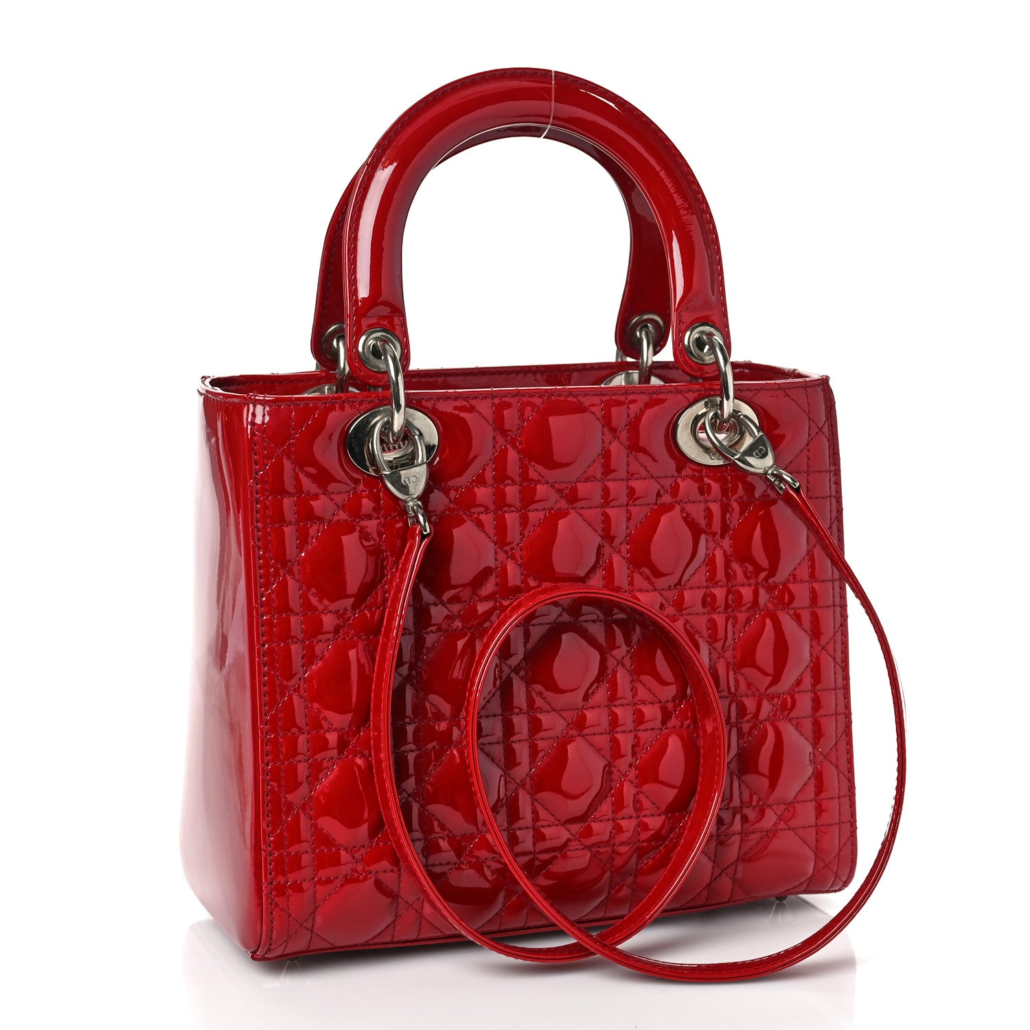 Christian Dior Patent Cannage Medium Lady Dior Red 3 of 8