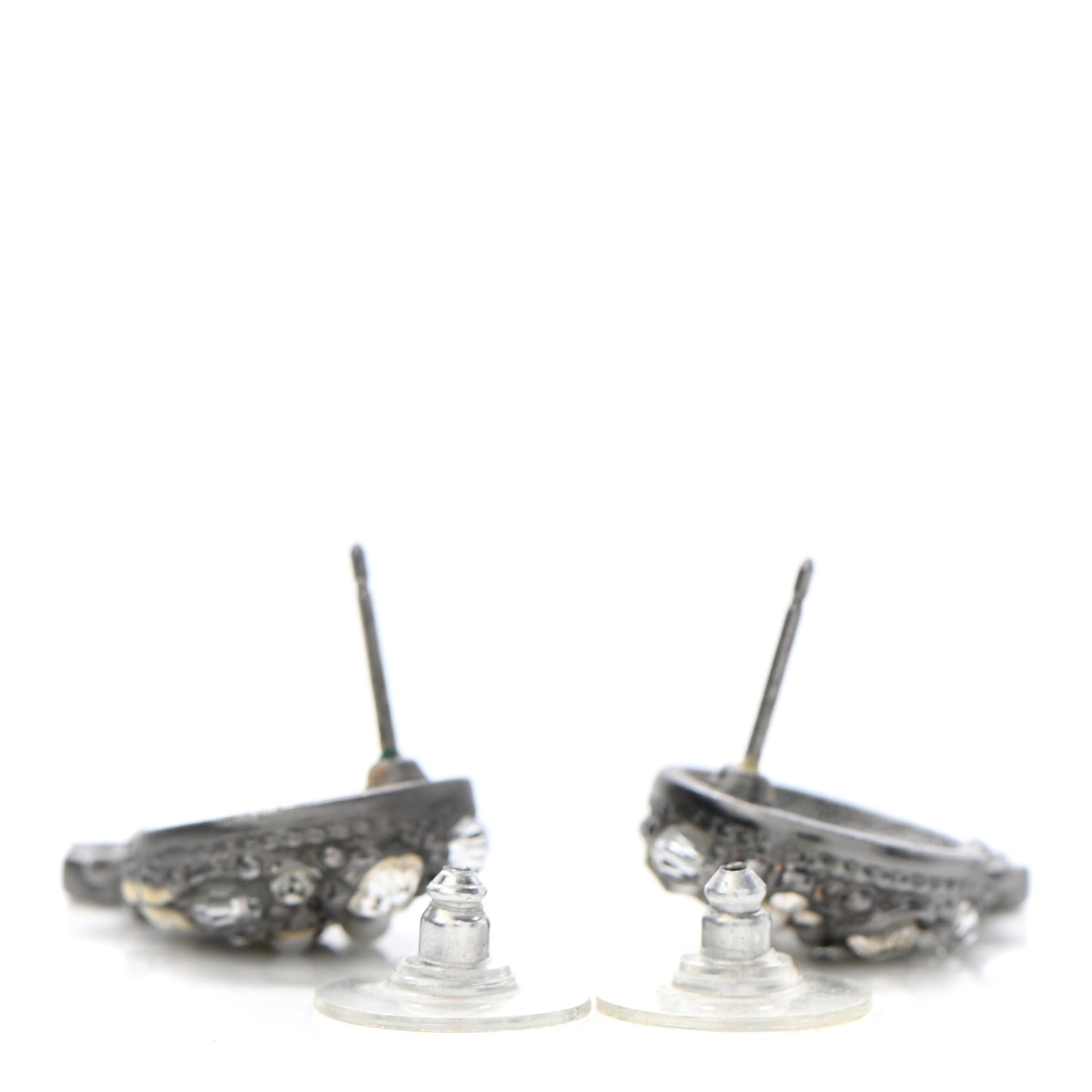 Ruthenium Crystal Pearl Enamel Drop CC Earrings