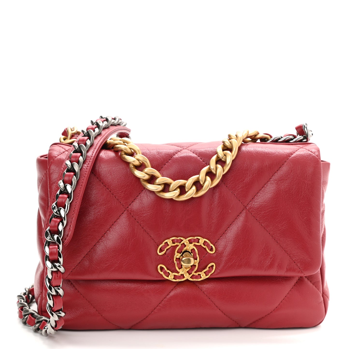 Goatskin Quilted Medium Chanel 19 Flap Red