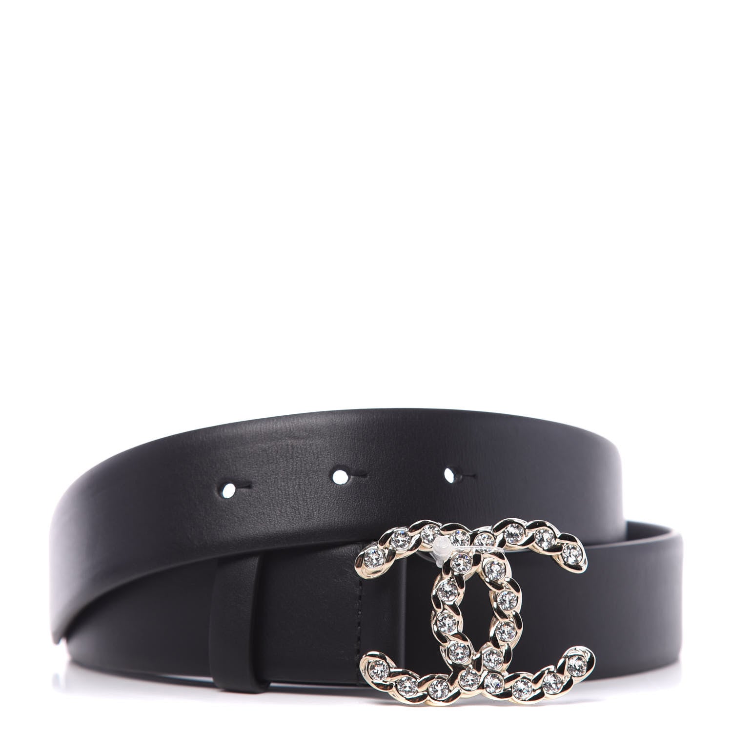 Chanel Calfskin Crystal Pearls Coronation CC Belt 90 36 Black 7 of 9