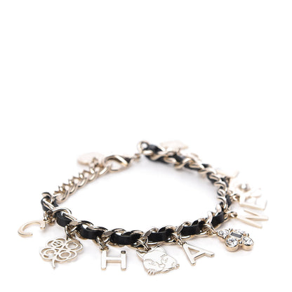 Chanel Lambskin Crystal CC Logo Charming Bracelet Gold Black 1 of 5