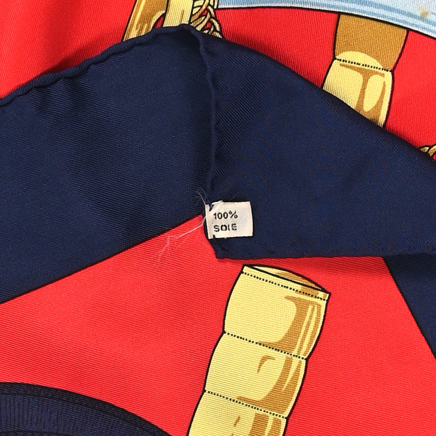 Hermes Silk Eperon D'Or Scarf 90 Bleu Rouge 3 of 3