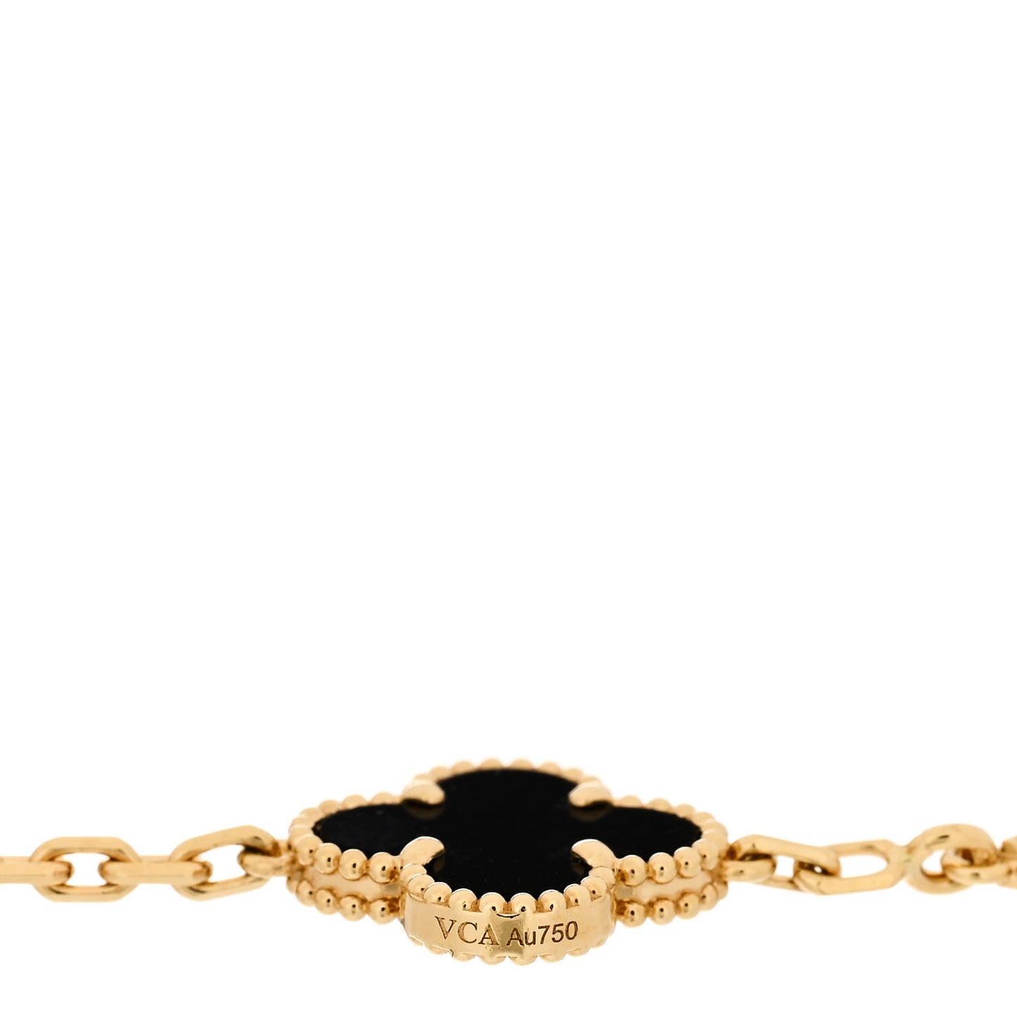 18K Yellow Gold Black Onyx 5 Motifs Vintage Alhambra Bracelet
