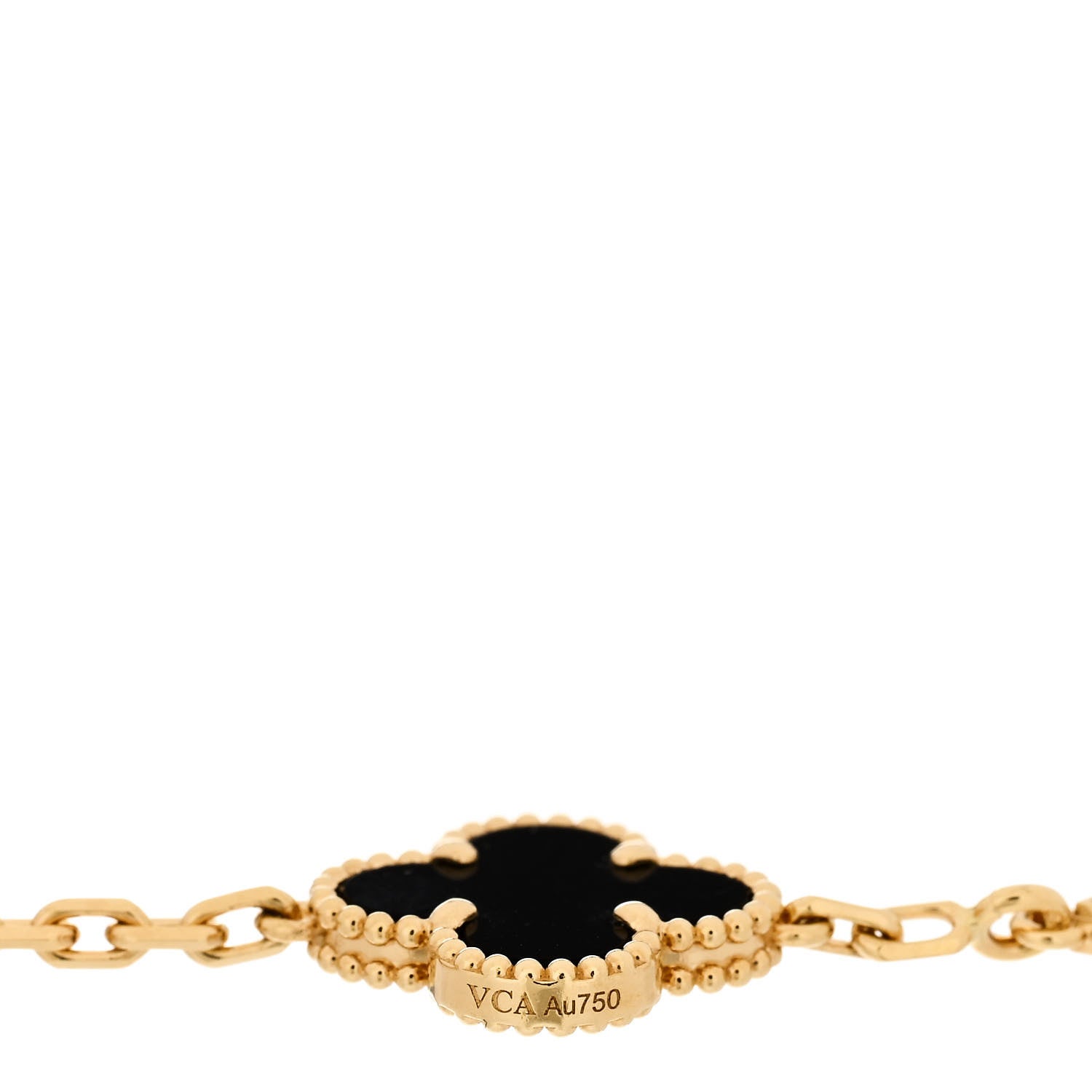 Van Cleef & Arpels 18K Yellow Gold Black Onyx 5 Motifs Vintage Alhambra Bracelet 3 of 5