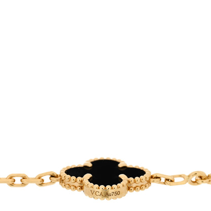 Van Cleef & Arpels 18K Yellow Gold Black Onyx 5 Motifs Vintage Alhambra Bracelet 3 of 5