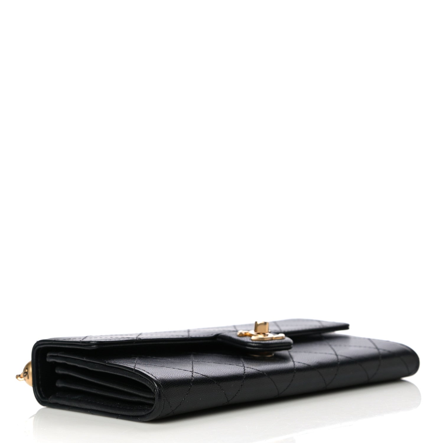 Chanel Goatskin Quilted Chic Pearls Clutch With Chain Black 3 of 15