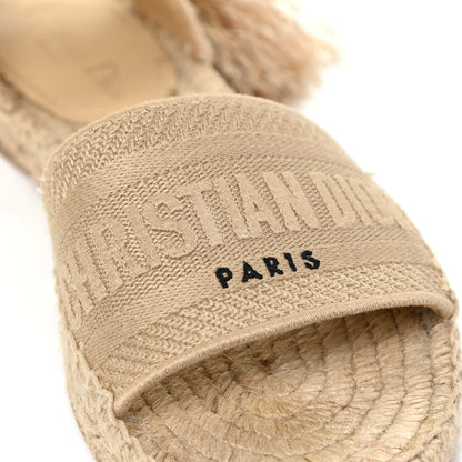 Christian Dior Canvas Embroidered Granville Ankle Tie Espadrille Flat Sandals 36 Cream 8 of 10