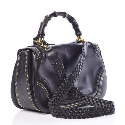 Gucci Calfskin New Bamboo Large Top Handle Bag Black 3 of 22