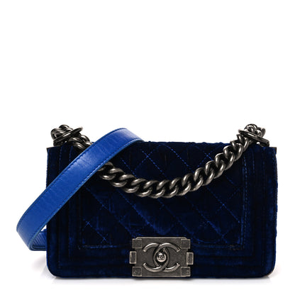 Chanel Velvet Quilted Small Boy Flap Blue 1 of 12